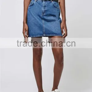 2016 Brand Design Women Denim Mini Skirts A Line Above Knee Blue Cheerleader Skirts thumbnail-4