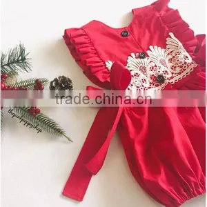 Baby Girls Christmas Red Bubble Infant Baby First Christmas Lace Rompers Clothing thumbnail-2