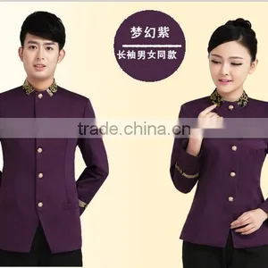 Juqian Custom Elegant High Quality Fashion Waiter and Waitress Reception Hotel Uniform for Autumn Winter thumbnail-3