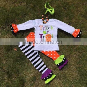 The Halloween Kids Girls The Pumpkin Print OUTFITS Pant Sets Girls Boutique Clothes Kids Sets With Matching Accessory thumbnail-2