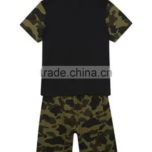 2017 Wholesale Children's Summer Baby Boy Camo Clothing Set Kids t Shirt Clothes Cotton Shorts and Socks Set thumbnail-2