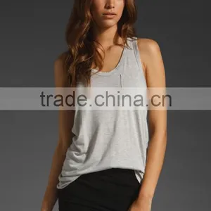 100% Rayon Classic Pocket Grey Tank thumbnail-1