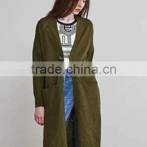Ladies Stylish Open Front Wool Thin Plain Cardigan Sweater With High Quality thumbnail-2