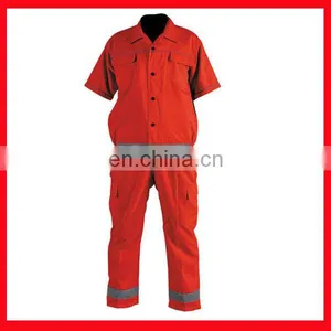 Red Coveralls With Reflective Tape/cotton Work Suit thumbnail-1