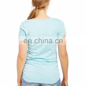 Women Plain V-Neck Side Ruched Maternity Pregnancy Clothing Tops thumbnail-3
