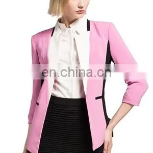 High Quality Women Blazer Formal Blazer ,Color Stitching Female Suit Collar 7 Minutes Of Sleeve Cultivate One thumbnail-1