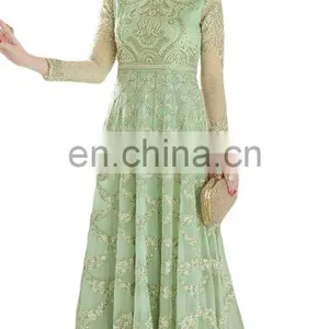 2017 Women's Party Wear Net Heavy Embrodiery Anarkali Suits Dress Material (Semi-Stitched Suits 2017) thumbnail-3