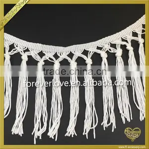 Wholesale White Long Tassels Handmade Fringe Trim for Bag FT-006 thumbnail-4