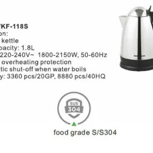 High Quality 1.8L Stainless Steel SUS 304 Electric Kettle (Wechat:13510231336) thumbnail-1