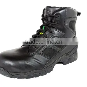 6 Inches Black Leather Steel Toe Cap Military Boots With Zipper thumbnail-3
