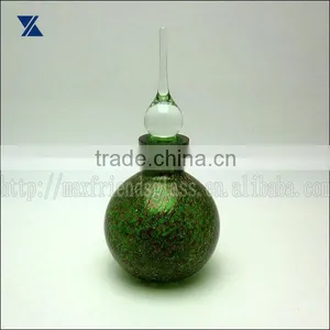Hand Made Ball Shape Green With Shiny Dot Texture Glass Perfume Bottle thumbnail-1