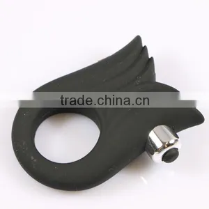 2016 Thick Silicone Vibrating Cock Ring Black Colors Available Sex Toy for Men thumbnail-2