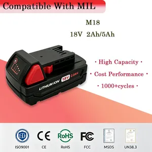 Cordless Impact Hammer Power Drill Driver Tools Replacement 18V Rechargeable Battery M18 Compatible MIL thumbnail-1