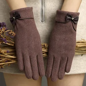 Women Winter Touch Screen Gloves Bow Decor Warm Driving Daily Gloves Multiple Colors Available In Stock thumbnail-5