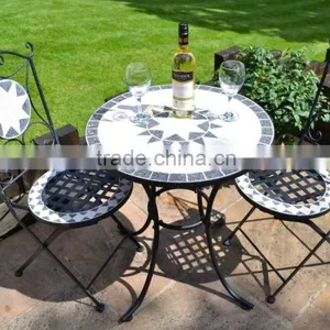 Mosaic Bistro Table With Two Folding Chairs Set thumbnail-3