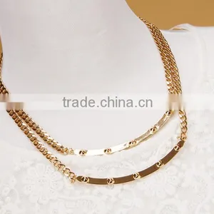 Fashion Double Layered Thin Gold Chain Necklace Simple Jewelry thumbnail-3