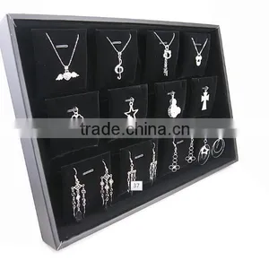 Stackable Large Ring Earring Tray Wooden Jewelry Display Leather Covered S1353 thumbnail-1