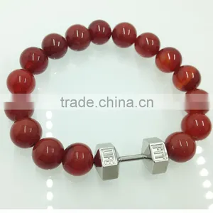 316 Stainless Steel Fitness Charm Bracelet Fitness Jewelry Dumbbell Bracelet thumbnail-6