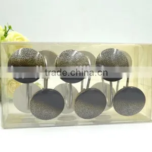Round Black Pattern Polyresin Shower Curtain Hooks thumbnail-2
