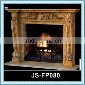 Yellow Natural Stone Carved Interior Fireplace Surround thumbnail-1