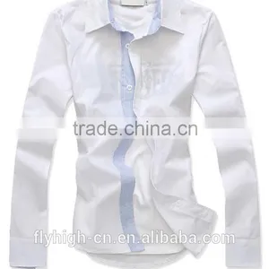 Fashion Long Sleeve Button up Shirts for Men Cotton White Shirts thumbnail-1