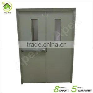 HOLTE UL FIRE DOOR Galvanized Steel Powder Coated Gray Beige Wood Color With Panic Bar thumbnail-1