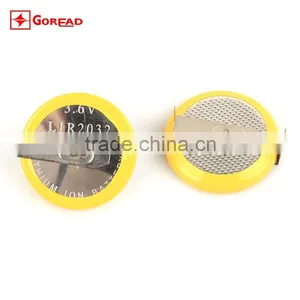 3.6V 40maH LIR2032 Li-ion Button Battery Rechargeable Cell thumbnail-1