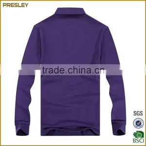 Fashion Long Sleeve Slim Polo T-shirt in 220gsm Jersey Cotton Polo t Shirts thumbnail-5