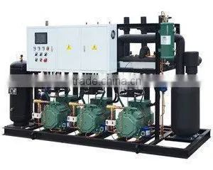 JZHLGS Screw Refrigeration Compressor Racks Water Cooled Condensing Unit for Fruits, Vegetable and Meat,Cold Room Storage thumbnail-1