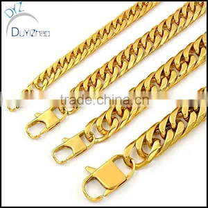 New Biker Design Stainless Steel Gold Cuban Chain Men/Boys Necklace thumbnail-6
