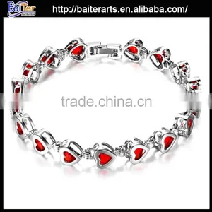 Multi Colors Women's Alloy Copper Heart Shaped Zircon Ruby Bracelet Bangles thumbnail-1