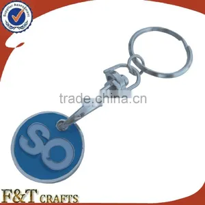 High Quality Soft Enamel Two Side Trolley Coin/shopping Trolley Coin Lock/trolley Coin Keychain thumbnail-1