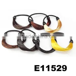 Black Human Hair Wig Hair Rubber Band With Bow thumbnail-5