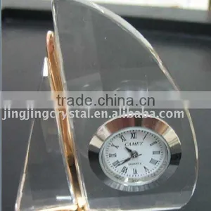 Crystal Glass Table Clock With Pen Holder for Office Gift Quality Choice Most Popular thumbnail-2