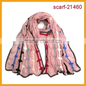 Ladies Attractive Dobby Scarf Embroidery Scarf thumbnail-1