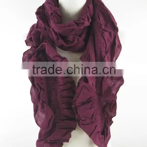 STOCK ITEM Fashion Elastic 100% Acrylic Scarf Aubergine Scarves thumbnail-1