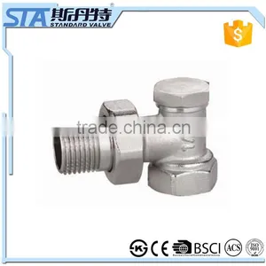ART.5041 Best Seller 1/2"and 3/4" Forged Nickel Plated BSP NPT Male Thread Manual Brass Straight Angle Radiator Valve for Water thumbnail-3