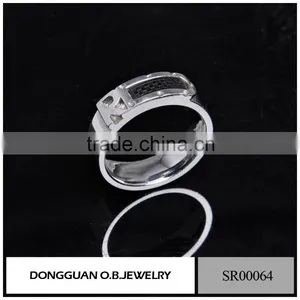 Fashionable Jewelry Men's Ring With White Gold Color /Stainless Steel Ring Designs thumbnail-1