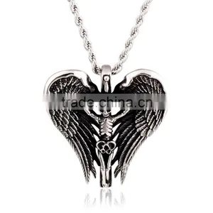 Fashion Stainless Steel Skull Pendant With Angle Wing thumbnail-1