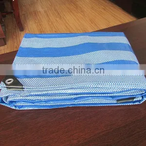 Blue/White Stripe Waterproof Plastic Tarpaulin Sheet thumbnail-1