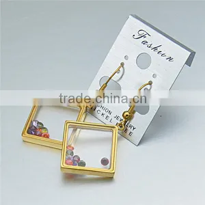 Square Locket Earrings Fashion New Design Stainles Steel Glass Restone Earrings for Women thumbnail-4