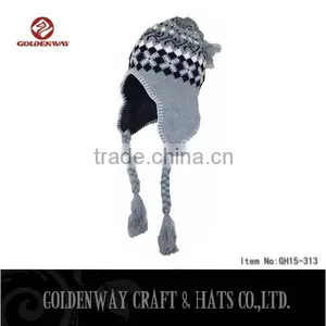 2016 100% Acrylic Custom Knit Earflap Beanie Hats Winter Warm Beanie Hat thumbnail-1