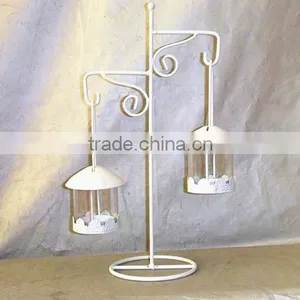 White Hanging Lantern With Stand thumbnail-1