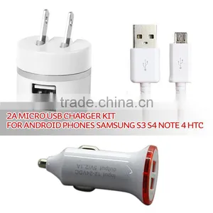 3 IN 1 Dual Usb Car Charger Usb Travel Wall Charger With Usb Charger For Samsung HTC thumbnail-1