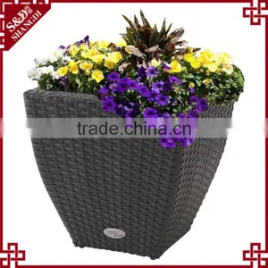 Tall and Round Large Plastic Rattan Bulk Memorial Flower Pots thumbnail-2