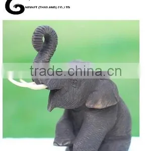 Wood Carved Elephant From Thailand thumbnail-1