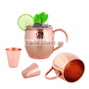 Manufacturer of Copper Herbal Mugs With Copper Handle Hammered Design With 16oz Capacity thumbnail-1