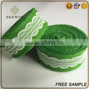 Popular Natural Jute Wired Fabric Lace Ribbon Bow thumbnail-1