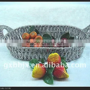 Rectangle Silver Paper Rope Woven Storage Vegetable Holder thumbnail-1