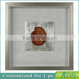 Sliver Shadow Boxes for Wholesale With Mottled Silver Background Encasing Colorful Agate Under Glass thumbnail-1